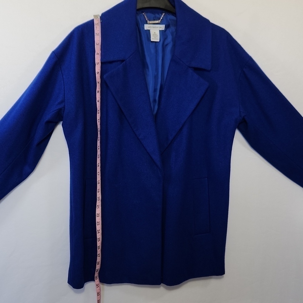 Liz Claiborne Women's Size Medium Blue Wool Blend Side Pockets Lined Jacket NWT - Picture 13 of 15